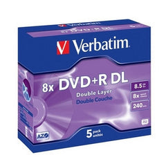 VERBATIM DVD+R DL 5pk Jewel Case - 8.5GB Double Layer 8x