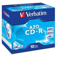 VERBATIM CD-R 10pk Jewel Case - 52x 700mb/80min P-Cyanine