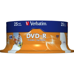 VERBATIM DVD-R 4.7GB 25Pk Spindle Wide Inkjet 16x