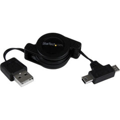 STARTECH 2.5ft Retractable Micro / Mini USB Cable