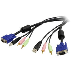 STARTECH 1.5m 4-in-1 USB VGA KVM Switch Cable with Audio and Microphone