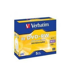 VERBATIM DVD+RW 5pk Jewel Case - 4.7GB 4x