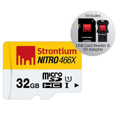STRONTIUM TECHNOLOGY 32GB NITRO Micro SD w/ 3 in 1 Adaptor