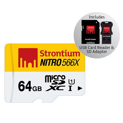 STRONTIUM TECHNOLOGY 64GB NITRO Micro SD w/ 3 in 1 Adaptor